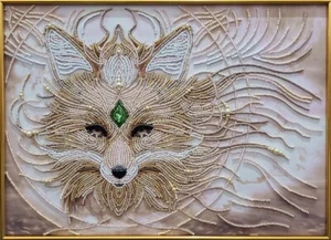 Fox Bead Embroidery Scheme on Canvas DIY Stamped Printed Pattern ta-494 - Picture 1 of 12