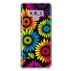 For Samsung Galaxy Note 9 Shockproof Hybrid Case , Neon Rainbow Glow Sunflowers - Picture 1 of 1