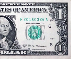 March 26 2016 Birthday Note F20160326A One Dollar Bill Fancy Serial Number - Picture 1 of 3