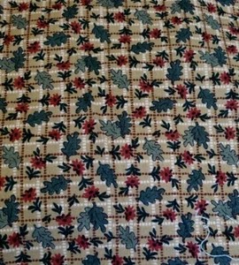 Oop Sewing Fabric Thimbleberries September Morning Check Leaf Cotton 21.5x45" - Picture 1 of 4
