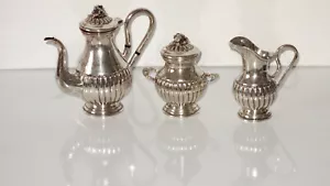 Wunderschön Verzierte Antik 800 Silber Kaffeekanne Teekanne Milch Zuckerdose - Bild 1 von 7