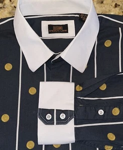 Steven Land Men's Navy Blue & White Striped Classic Fit L/S Shirt Size 18x36/37 - Picture 1 of 3
