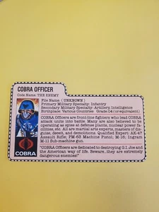 Vintage Hasbro GI Joe Cobra Officer Enemy Red Back File Card Mail Away Exclusive - Picture 1 of 2