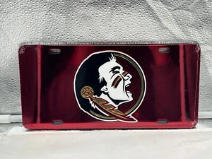 Florida State Seminoles FSU NCAA Red Mirrored Laser Cut License Plate Craftique - Picture 1 of 1