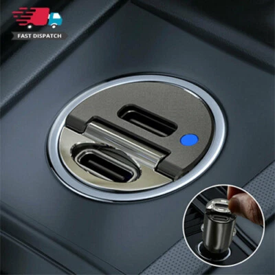 Mini Dual USB Type-C PD Car Phone Charger 30W Fast Charge Adapter Accessories* ( - Image 1 of 4