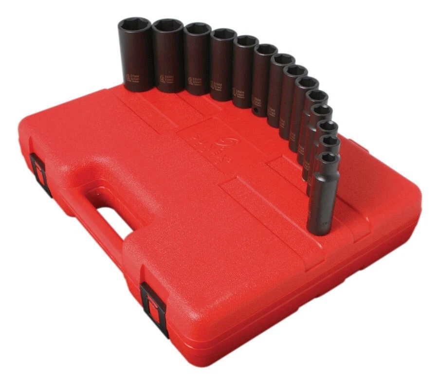 Sunex 1/2 Dr 14pc Deep Metric Impact Socket Set 2653