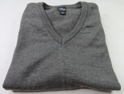 Saks Fifth Avenue Suéter Chaleco Italiano Cuello en V Para Hombres Lana Merino Gris Pullover XL Foto 1 de 4