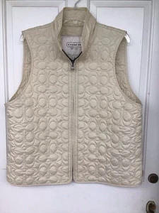 Coach Women’s Logo Ivory Quilted No Pockets Vest Size XL. - Bild 1 von 6