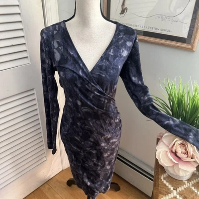 BANANAREPUBLIC женское платье маленький синий абстрактный печать искусственного надежном Джерси эластичной - Изображение 1 из 4