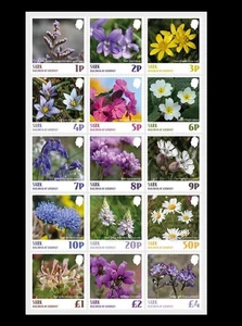 SARK 2025 uk britain Wildflowers Definitives flowers Crocus Lavender 15v mnh - Picture 1 of 1