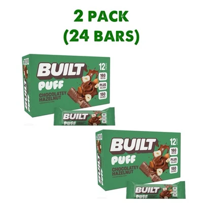(Paquete de 2) NUEVO Built Puff Protein Bar - Avellana Chocolate (24 Barras) Foto 1 de 4