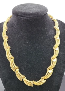 Vintage MONET strukturiertes goldfarbenes Wellen Jakobsmuschel Seil Halsband Halskette selten - Bild 1 von 5