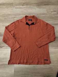 Polo Ermenegildo Zegna manica lunga design micro griglia arancione bruciato uomo taglia small - Foto 1 di 7