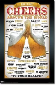 BEER HOW TO TOAST CHEERS AROUND THE WORLD 22x34 NEW POSTER FREE SHIPPING - Picture 1 of 1