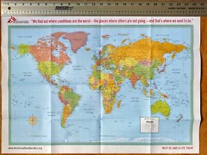 Vintage World Map – Doctors Without Borders, Rand McNally 26"x17"