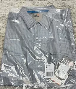 5.11 Tactical Men's Large SS Shirt Charcoal Gray Herringbone Snap Front Pockets - Picture 1 of 3