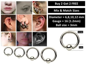 Anillo de cierre de bola con cuentas cautivas aro de acero nariz cejas tabique labio B2G2 - Imagen 1 de 4