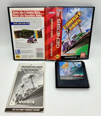 Combat Cars(世嘉 Genesis,1994 年)CIB 完整测试 * 水损坏封面艺术 * — 第 1/4 张图片