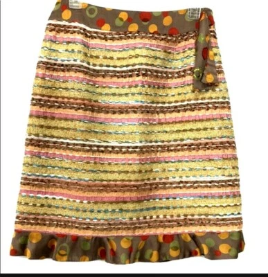 Falda SARA JANE By SARA CAMPBELL 4 Mezcla Seda Lunares Texturizada Rayas Volantes  Foto 1 de 4