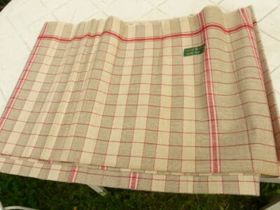 tissu pour 12 torchons métis lin & coton  725X79.5cm. carreaux beige - Photo 1/4