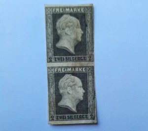 Premium Stamps: Germany 1850 2 Sgr Black unused / Mint PAIR. CV £520. - Picture 1 of 7