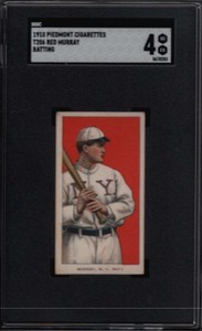1910 T206 WHITE BORDER PIEDMONT RED MURRAY BATTING SGC 4 VG-EX GGR4849