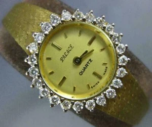 ESTATE PALACE .80CT DIAMOND 14KT YELLOW GOLD 3D ROUND SWISS LADIES WATCH #22617 - Picture 1 of 12