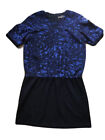 JIGSAW DRESS BLACK AND BLUE ABSTRACT SILK TOP POLYESTER SKIRT SIZE 12