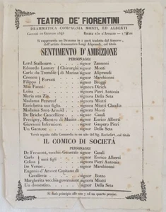 Poster Theater De Fiorentini Napoli Sentimento D’Ambition Die Komiker 1848 - Bild 1 von 1
