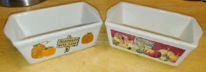 Nantucket 2 Mini Loaf Pans Ceramic Stoneware Autumn Fall Harvest theme Very Nice - Picture 1 of 4