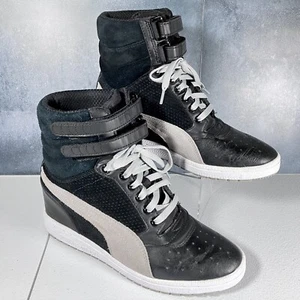 Mujer Talla 9 Puma Contact Sky High Zapatos de caña alta Cuero Negro Cuña Oculta - Imagen 1 de 12