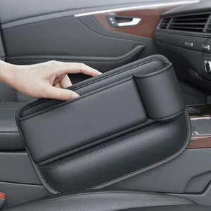 Car Storage PU Leather Seat Gap Filler Box Interior Organizer Black Accessories - Picture 1 of 12