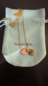 Tiffany & Co. Return to Tiffany Yellow Gold Double Heart Pink Necklace - Picture 1 of 2