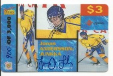 1995 Jonas Andersson-Junkka Auto Rookie Card RC $3 Sprint Calling Card 900/3000