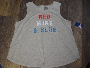 USA patriotic red white blue 4th of july tank top shirt women's XL - Picture 1 of 5
