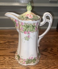 Antique Made In Japan Porcelain Hand Painted Chocolate Pot