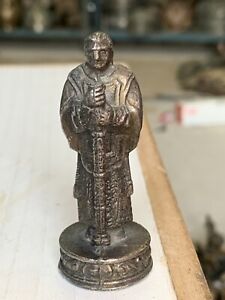 17th C Antique Rare Hand Forged Brass Miniature Figurine Statue Of Saint Jude