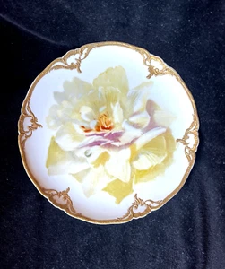 KPM Berlin Art Nouveau Porcelain Flower Plate Yellow Antique - Picture 1 of 5