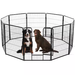 8-Panel Dog Playpen Heavy Duty Metal Pet Fence with Doors - Indoor & Outdoor Use - Picture 1 of 12