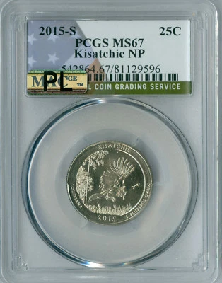 2015 S KISATCHIE QUARTER PCGS MS67 MAC PL 2ND FINEST GRADE  RARE  .  - Image 1 of 2