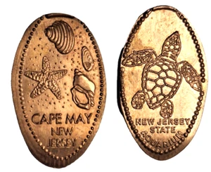 Two (2) New Jersey Elongated Copper Cents Cape May & State Aquarium Retired-CRC - Picture 1 of 5