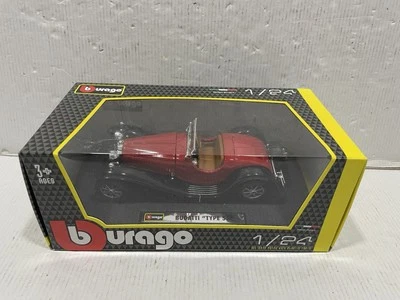 Nuevo Coche Modelo Diecast Burago 1:24 Rojo Negro Bugatti Tipo 55 en Caja Foto 1 de 4