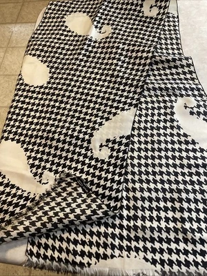 Doro 100% Silk Black And White Herringbone Scarf 52x13” - Image 1 of 4