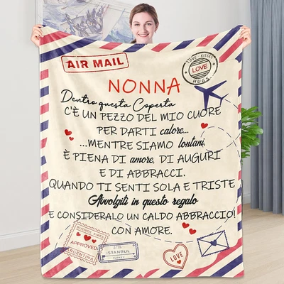 Regalo Nonna Compleanno Flanella Coperta 130 X 150Cm Idee Regali per Nonna Natal - Immagine 1 di 4