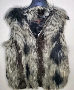 Fever Damen Kunstfell Weste Mantel Jacke Gr. XL S/W - Bild 1 von 14