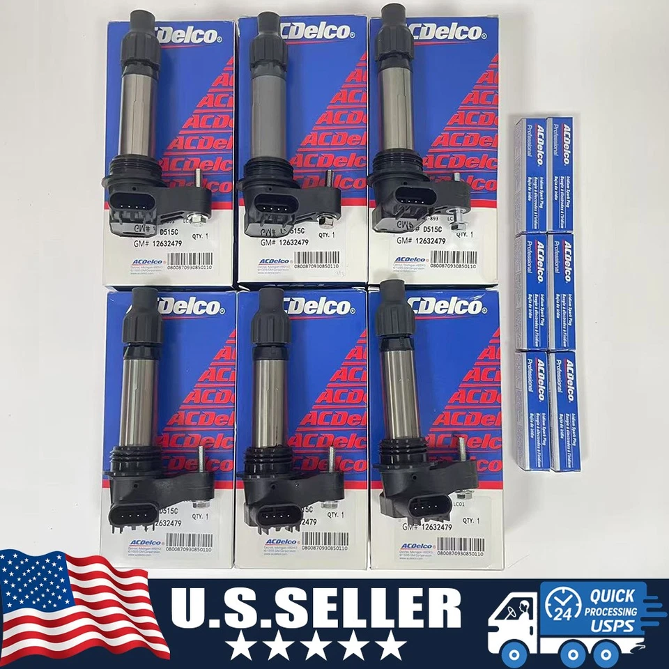 Paquete de 6 bobinas de encendido 12632479 D515C y bujía 41-109 para GMC Chevrolet Buick Foto 1 de 4
