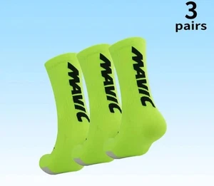 Pack Of 3 Mavic Mountain Bike/Road Racing "MAVIC" Cycling Socks Green Size 7-10 - Imagen 1 de 2