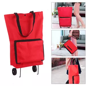 Shopping Cart Carts Trolley Bag Foldable Bags Luggage Wheels Folding Basket Pull - Picture 1 of 12