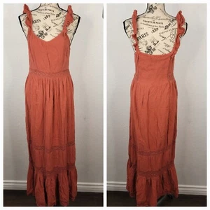 Maxi Vestido Patrons Of Peace XS Crochet Paneles en Niveles Boho Lagenlook Cottacore - Imagen 1 de 13