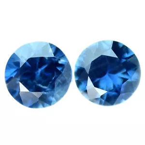 Certified .45ct Natural Unheated Blue Sapphire VVS Brilliant Round Matching Pair - Picture 1 of 2